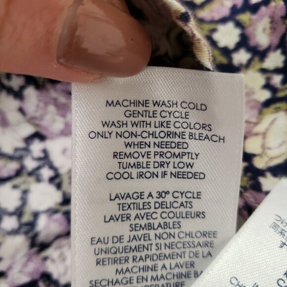 Chaps Womens Floral Long Sleeve No Iron Button Up Top Size 2X Office Preppy - Picture 5 of 9